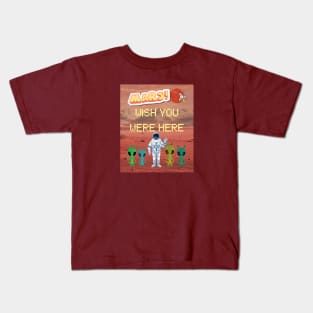 Mars Wish You Were Here Aliens Red Kids T-Shirt